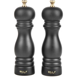 Bill.F Salt and Pepper Mill Set, Wooden Pepper Mill, Set of 2 Manual Salt Pepper Shaker Mill, Refillable, 7 Inches (Cream Set)