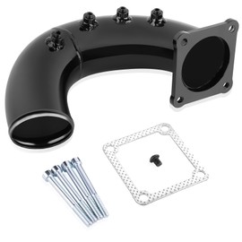 High Flow Intake Elbow Pipe Compatible with 1998-2002 Dodge Ram 2500 3500 5.9L Cummins 24v Turbo Diesel Engine, 4-1/8 NPT Fitting, Black