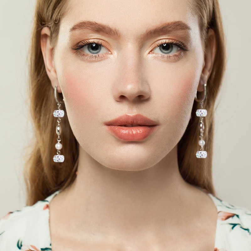 uxcell 50Pcs European Large Hole Beads, Rhinestone Craft Bead Crystal