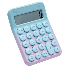 Exlliy Pocket Calculator, Kids 8 Digit Small Desktop, LCD Display, Cute & Aesthetic Mini Calculator (Gradient Purple, S 1 Pcs)