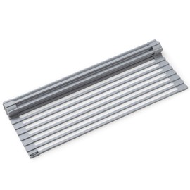 Kraus Multipurpose Over-Sink Roll-Up Dish Drying Rack, Colander and Trivet in Light Grey, KRM-10GREY