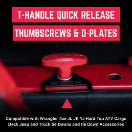 GP Anchor Thumbscrew & D-Plate Set, 6 Tie Down Anchor Bolts w/Screw Nuts & 6 D-Plates for Fast Jeep Top Removal Lift, Truck Tie Downs Jeep Wrangler Accessories for 4xe, JK JL & YJ, M8-1.25 Screw, Red