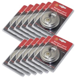 12 Pack Round Padlock with Shielded Shackle, 2-3/4-Inch, Stainless Steel Steel Armor for Trailer Storage Truck Wholesale Bulk Lot Keyed Different