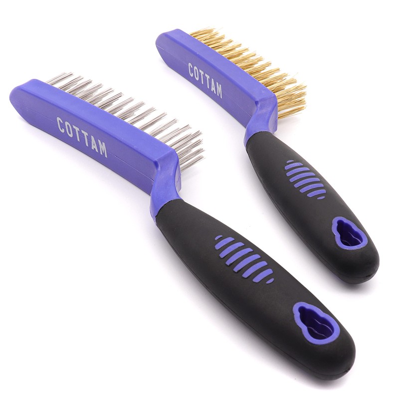 COTTAM Wire Brushes Set | Brass & Stainless Steel Wire