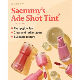 THESAEM Saemmy's Ade Shot Tint - Korean Lip Tint, Water Gel Lip Stain with Plump Glowy Moisturizing Finish, Buildable Radiant Gloss, Long-Lasting Comfort, 0.1 fl.oz. (09 Pink Lemon)
