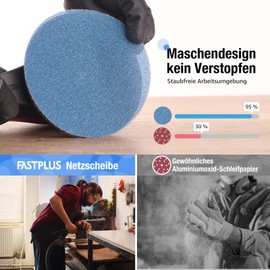 150 mm Sandpaper P80 Blue Mesh Disc 150 mm Velcro Pack of 40 Dust-free Grid Sandpaper for Random Orbital Sanders