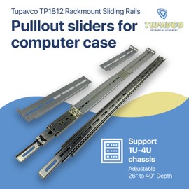 Rackmount Sliding Rails - Kit for 1U-4U Chassis (Adjustable 26" to 40" Depth) 2 or 4 Post Mount Sliders for Server Case (Compatible with Any Standard Rack, Cabinet, Computer Enclosure) Tupavco TP1812