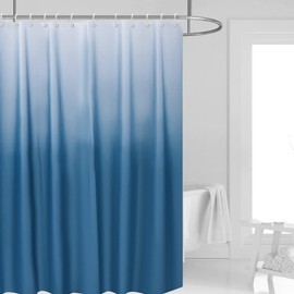 Kaket Shower Curtain Waterproof 180cm x 180cm Gradient Bathroom Curtain Washable PEVA Shower Curtain With 12 Curtain Hook (Dark Blue)