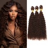 QEUOPE Brown Deep Wave Bundles Human Hair Color 4 Dark