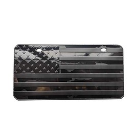American Flag Metal Embossed License Plate 12"x6" Standard Size Novelty Vanity USA Distressed (Black)