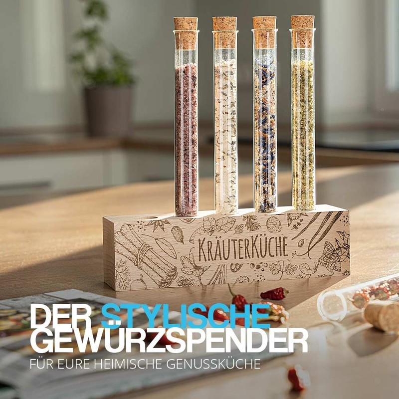 Tuuters Wooden Test Tube Holder Herb Kitchen with 5 x