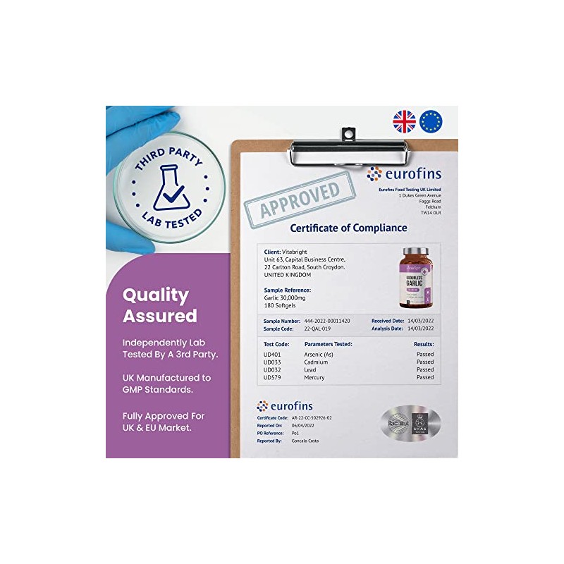 Odourless Garlic Capsules - High Strength 30,000mg - 180 Deodourised