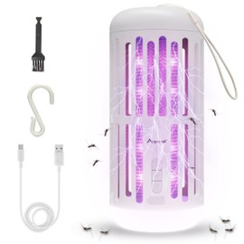 ASPECTEK Hangable Bug Zapper with Music Bluetooth Speaker – Rechargeable LED Mosquito Zapper and Ambient Light, Cordless Insect Device for Indoor/Outdoor Use, Patio, Camping, Garden – 3-in-1 Design,