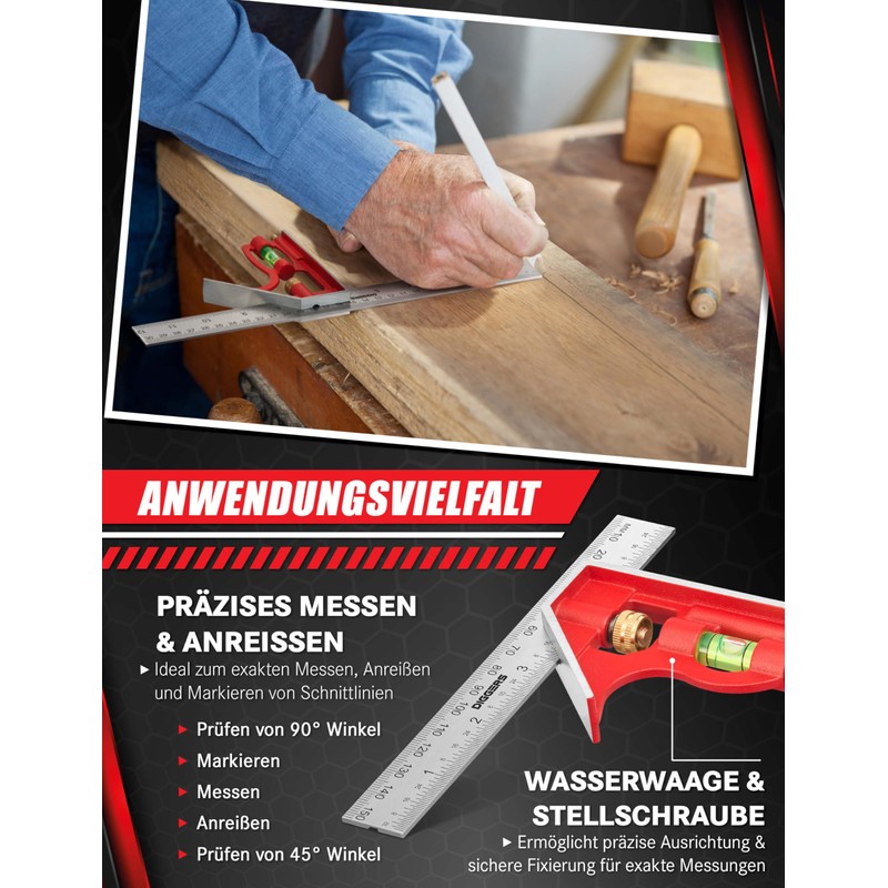 Diggers Tools Combination Square Set 150 mm & 300 mm