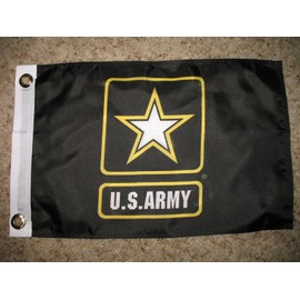 12X18 Inch Nylon Double Sided Black Army Star Boat Car Flag Grommets