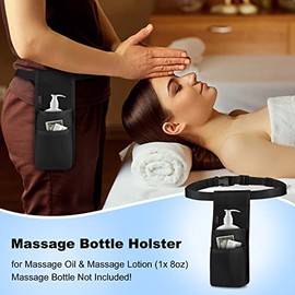 SITHON - Bolsa profesional para botella de masaje para 1 botella, organizador de cintura con aceite de loción, funda para terapeuta de masaje con cinturón ajustable, múltiples bolsillos (solo bolsa)