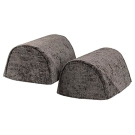 Classic Home Store Crushed Velvet Chenille Pair of XL Round Arm Caps Soft Touch Sofa Furniture Cover (Silver)