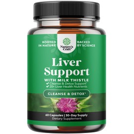 Milk Thistle Liver Support Supplement - Herbal Liver Supplement with Silymarin Milk Thistle Extract Dandelion Root Artichoke Extract Choline Bitartrate Berberine and Chicory Root for Cleanse