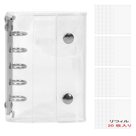 MZMSBAO Transparent Binder Sticker Notebook, A6 Size, Mini, 20 Refills, Transparent Sealing Pad, Binder Type Notebook, Girls, Collage Notebook, Pocket Size, Clear