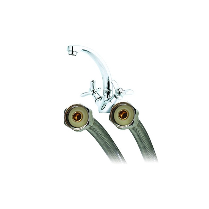 Fluidmaster B4F16 Faucet Connector, Braided Stainless Steel - 1/2-Inch F.I.P.