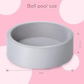 Round Foam Ball Pit for Kids - Large Soft Play Ball Pool with Memory Foam for Indoor & Outdoor Fun, Perfect Gift for Children (Gray)