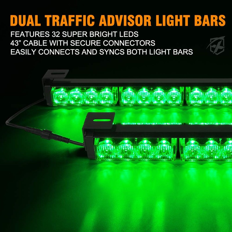 Xprite LED Emergency Traffic Advisor Dual Strobe Light Bar, w/Control