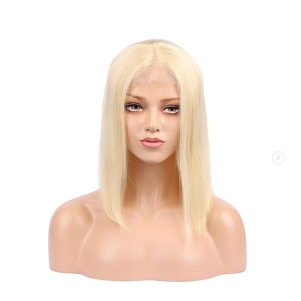 Mila Short Bob Real Hair Wig Blonde 613# Straight Brazilian Virgin Hair 100% Human Hair Lace Front Wig 130% Density 12 Inches / 30 cm