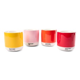Copenhagen Design Pantone Latte Cup - Double Wall Thermo - Cappuccino Handleless Mug - 7.44oz/220ml, Red 2035