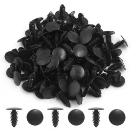 MANSHU 200 Pcs Black Plastic Push Clip Fasteners, 7mm Hole Size, Universal Automotive Body Clips