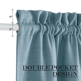 NICETOWN Blackout Door Curtain Solid French Door Cover, Farmhouse Room Darkening Thermal Insulated Faxu Linen Window Curtain Drape for Windows, 1 Panel, W25 x L72 inch, Mist Blue