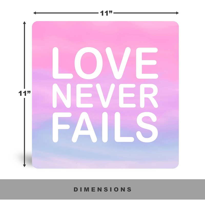 Sunlight Art Love Never Fails Suncatcher 11"x11" Window Panel, Sunlit
