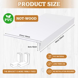 Hoolerry 3 Pcs 33 x 16 Inch Foamed PVC Wire Rack Covers for Removable Closet Decoration(Not Wood) Don't Bear Too Much Weight Pantry Shelves Covers for Bathroom Kitchen Shelving(White