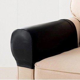 Avtytsda Set of 2 PU Leather Sofa Armrest Cover Anti-Slip Waterproof Furniture Armrest Protector Armchair Slipcovers for Recliner Sofa Chairs (-Black)