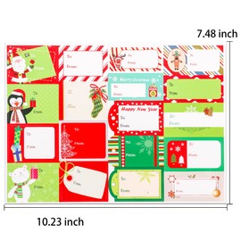 432 Pieces Christmas Sticker Labels, Self Adhesive Christmas Gift Tags for Gift Boxes Envelopes, Santa Snowmen Xmas Tree Reindeer Holiday Decorative Presents Name Labels
