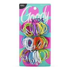 Goody Kids Ouchless Elastic Hair Tie with Metal Crimps, - 100 Count, Assorted Colors - Pain-Free Hair Accessories for Men, Women, Boys, and Girls - for Long Lasting Braids, Ponytails