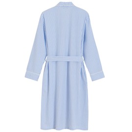 Latuza Women's Petite Robe Seersucker Cotton Bathrobe Petite Length 2XP Blue Stripe