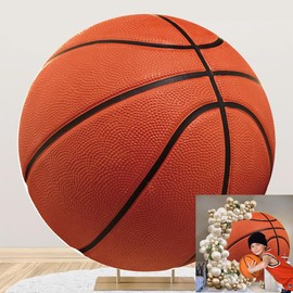 OERJU Round Backdrop Cover for Basketball Theme Photography - Sports Game Background for Fans, Man, Kids, Boy Baby Shower, Birthday Party Decor 6x6ft