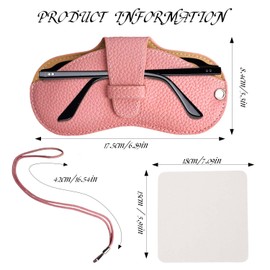 VLYX Brillenetui für Sonnenbrillen, Unisex-Etui aus hochwertigem Leder mit abnehmbarem Trageband, schlankes und tragbares Reisedesign, passend für die meisten Brillenfassungen (Pink)