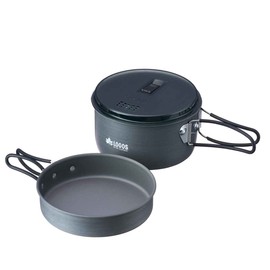 LOGOS 81210211 Hot Drainer Cooker Set, Gray, [Pot] (Approx.) Diameter 6.5 x Height 3.2 inches (16.5 x 8.2 cm), Total Length 9.8 inches (25 cm), Camping, Hard Anodized