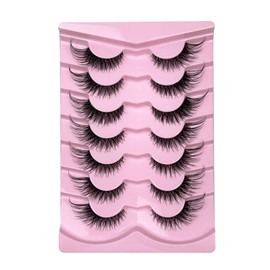 KOKAY False Eyelashes Fluffy Cat Eye Lashes Faux Mink Lashes Natural Wispy Strip Volume Lashes 6D Eye Lashes 7 Pairs Look Like Extensions (Y04,20mm)