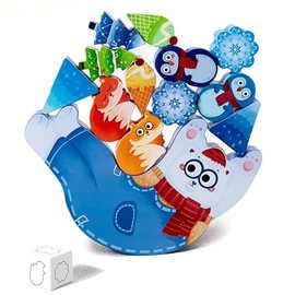 Shinse Animal Building Blocks, White Bear, Balance Game, Wooden Toys, Educational Toys, Montesorry, Focus, Fingertip Training, Shape Recognition, Early Development, For Babies, Kids, Boys, Girls,