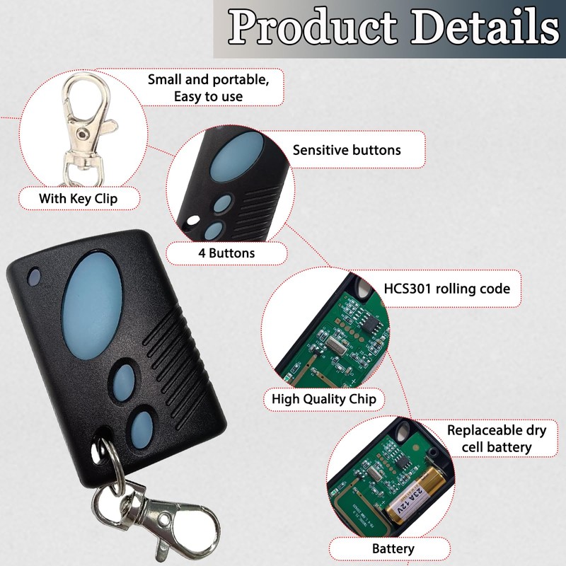 Garage Door Remote Control for TM-305C 315MHz Garage Gate Remote
