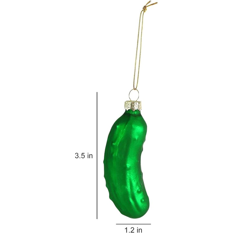 Green Christmas Pickle Tree Ornament, Pickle Glass Blown Ornaments, Xmas