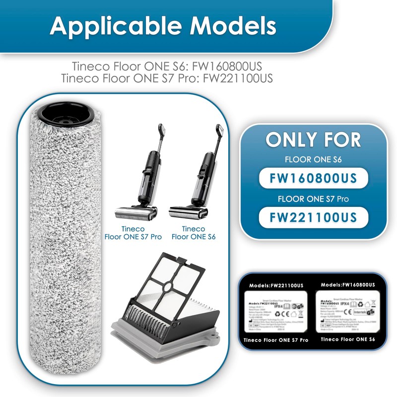 【Version 2 Detachable】(6 Pack) S7 Pro Brush Rollers and HEPA