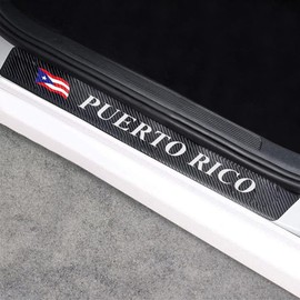 Universal Car Door Sill Protectors Puerto Rico Car Accessories 4Pcs Carbon Fiber Vinyl Threshold Decorative Scuff Plate,Anti-Scratch, Anti-Dirty, Waterproof