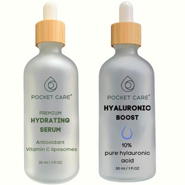 Kit Facial Iluminador + Hidratante | Sérum Vitamina C + Sérum Ácido Hialurónico 10% | Antimanchas, Antiarrugas, Hidratación Profunda, Piel Radiante (K