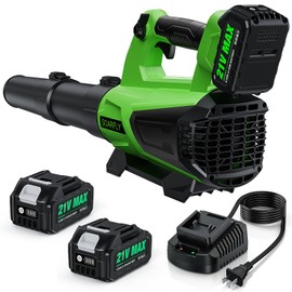 Leaf Blower Cordless, 580 CFM Airflow Electric Leaf Blowers with 2×4.0Ah Batteries and Charger, Stepless Speed Control, Powerful Snow Blowers for Lawn Care, Patio, Dust, Blowing Leaves