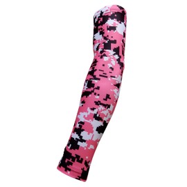 Sports Farm NEW! Moisture Wicking Compression Arm Sleeve (Pink Digital Camo, Youth Large)