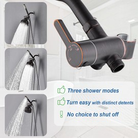 3 Way Shower Diverter Valve with Hand Shower Holder, G1/2 Shower Head Splitter, Shower Arm Diverter, Bathroom Universal Shower System Replacement Part (Oil Rubbed Bronze)