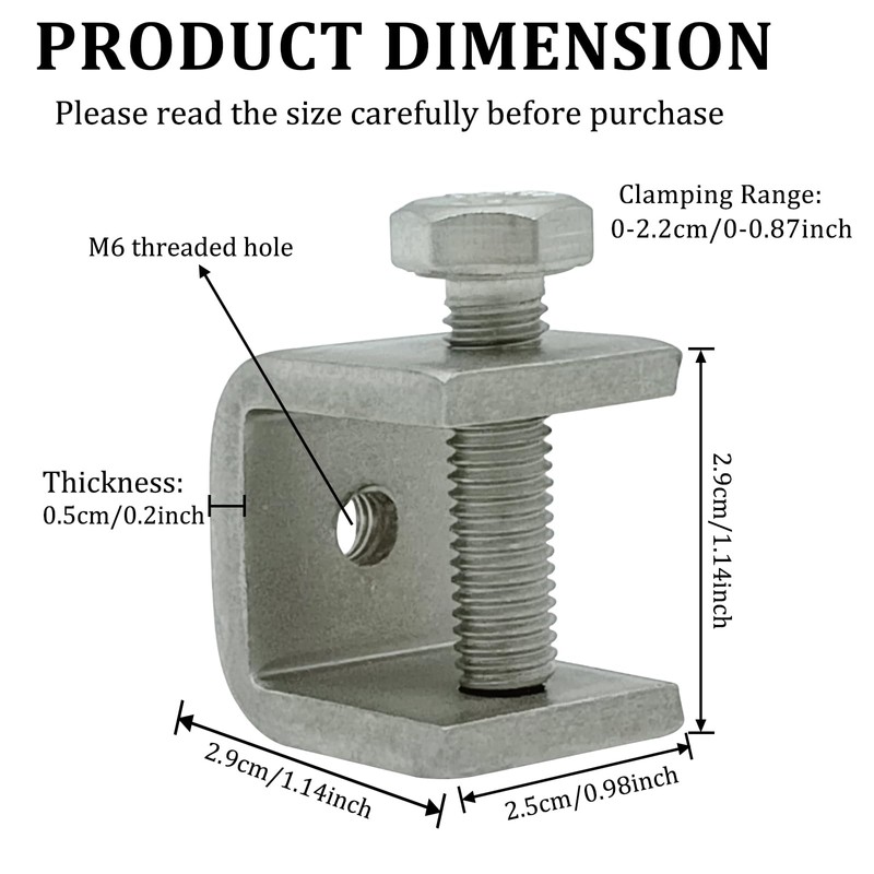 6-Pack 304 Stainless Steel C-Vise Clamps Heavy Duty C-Clamps C